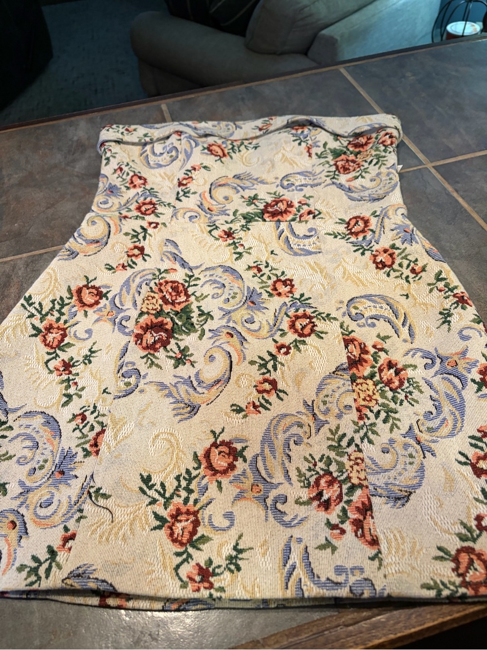 Edikted Cream Floral Strapless Jacquard Dress with lace up corset back
